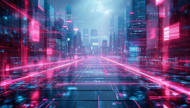 A futuristic marketing landscape with digital insights